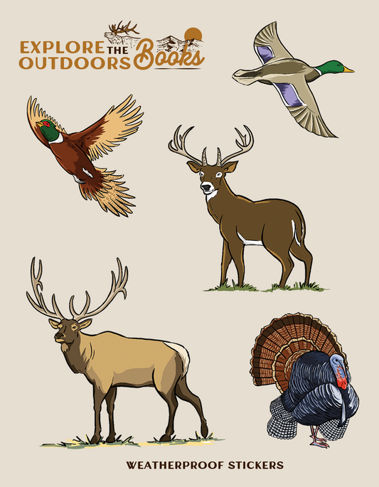 Explore the Outdoors Books - Hunting I Weatherproof Sticker Sheet