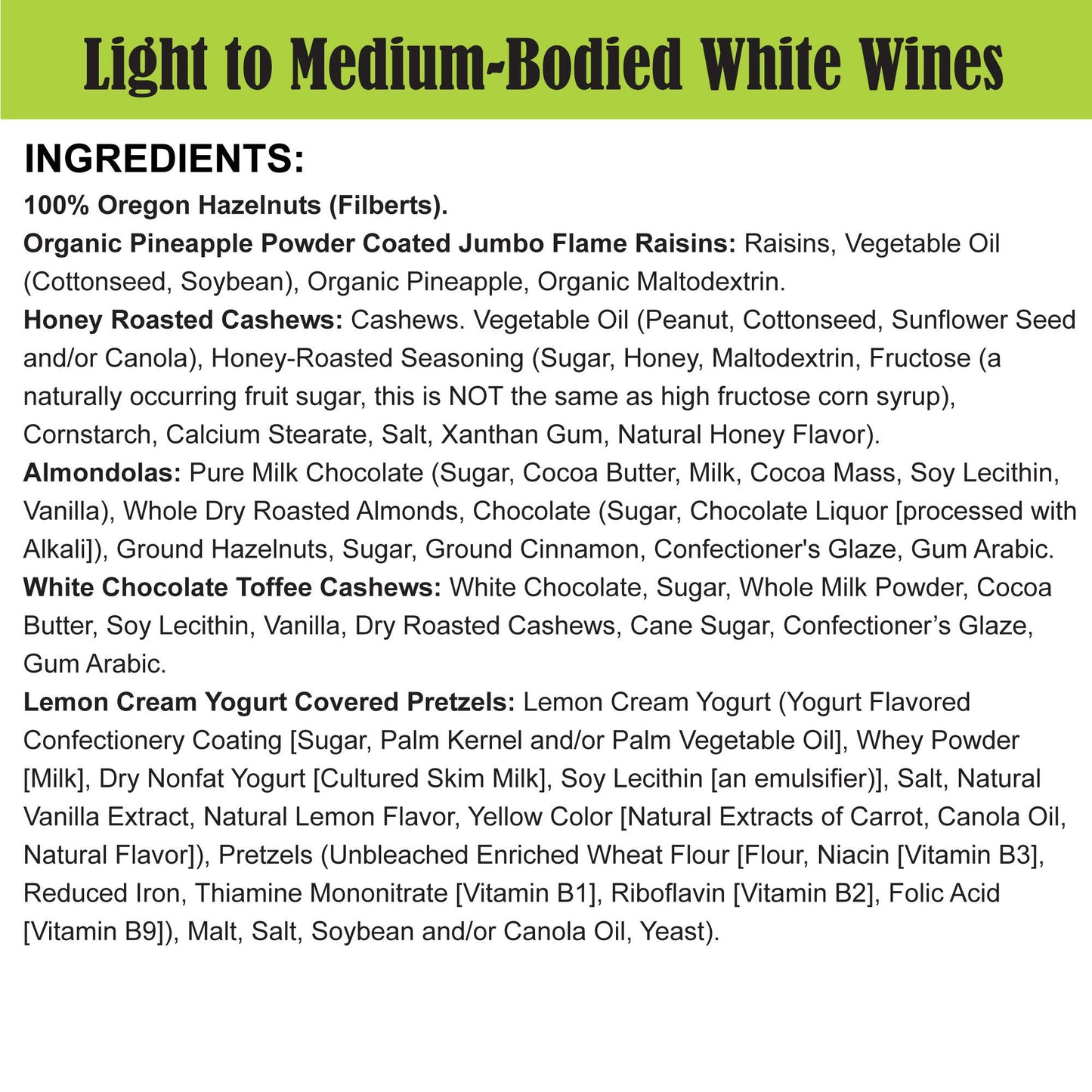 Tipsy Mix - Wine-Paired Trail Mix: Light to Medium-Bodied White Wines