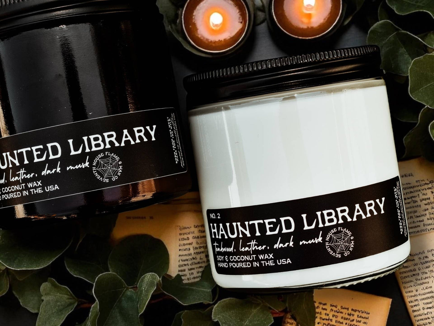 Seventh House Candle - HAUNTED LIBRARY - Teakwood, Leather, Dark Musk