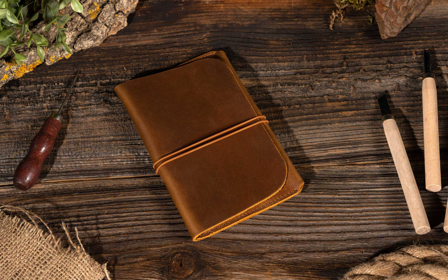 American Leather Goods - Passport Cover, Genuine Leather Passport Holder With Strap: Dark Brown