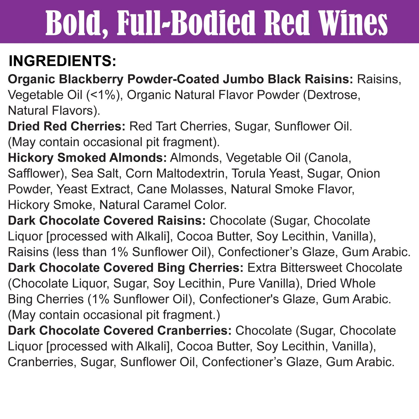 Tipsy Mix - Wine-Paired Trail Mix: Bold Full-Bodied Red Wines