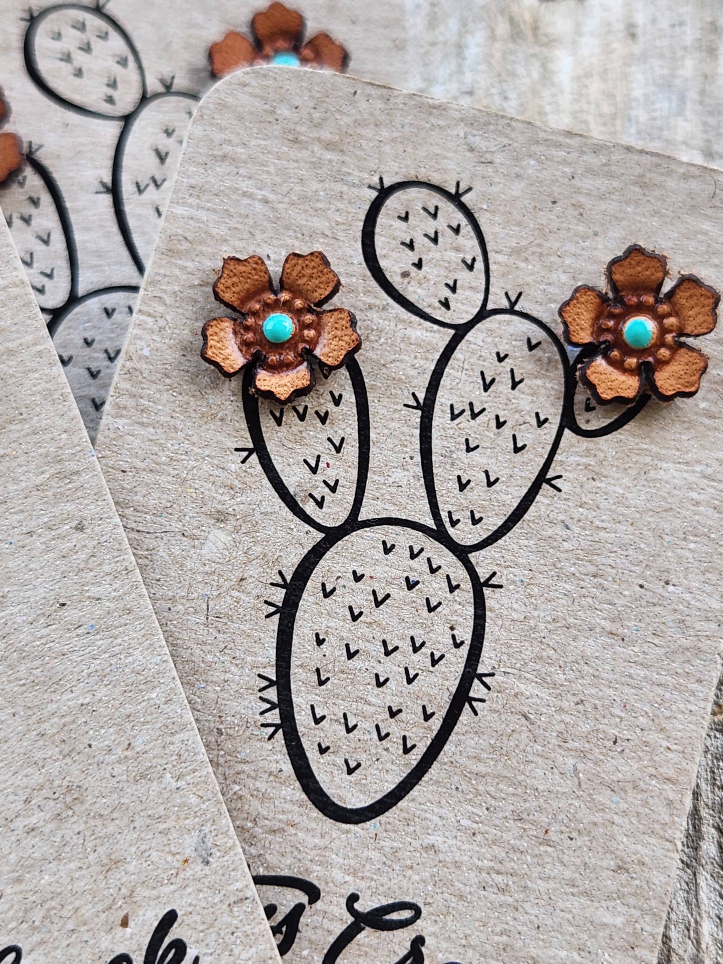 Cocklebur Clothing Co. - Western Rose Genuine Leather Earrings