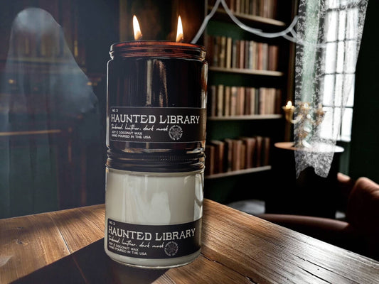Seventh House Candle - HAUNTED LIBRARY - Teakwood, Leather, Dark Musk
