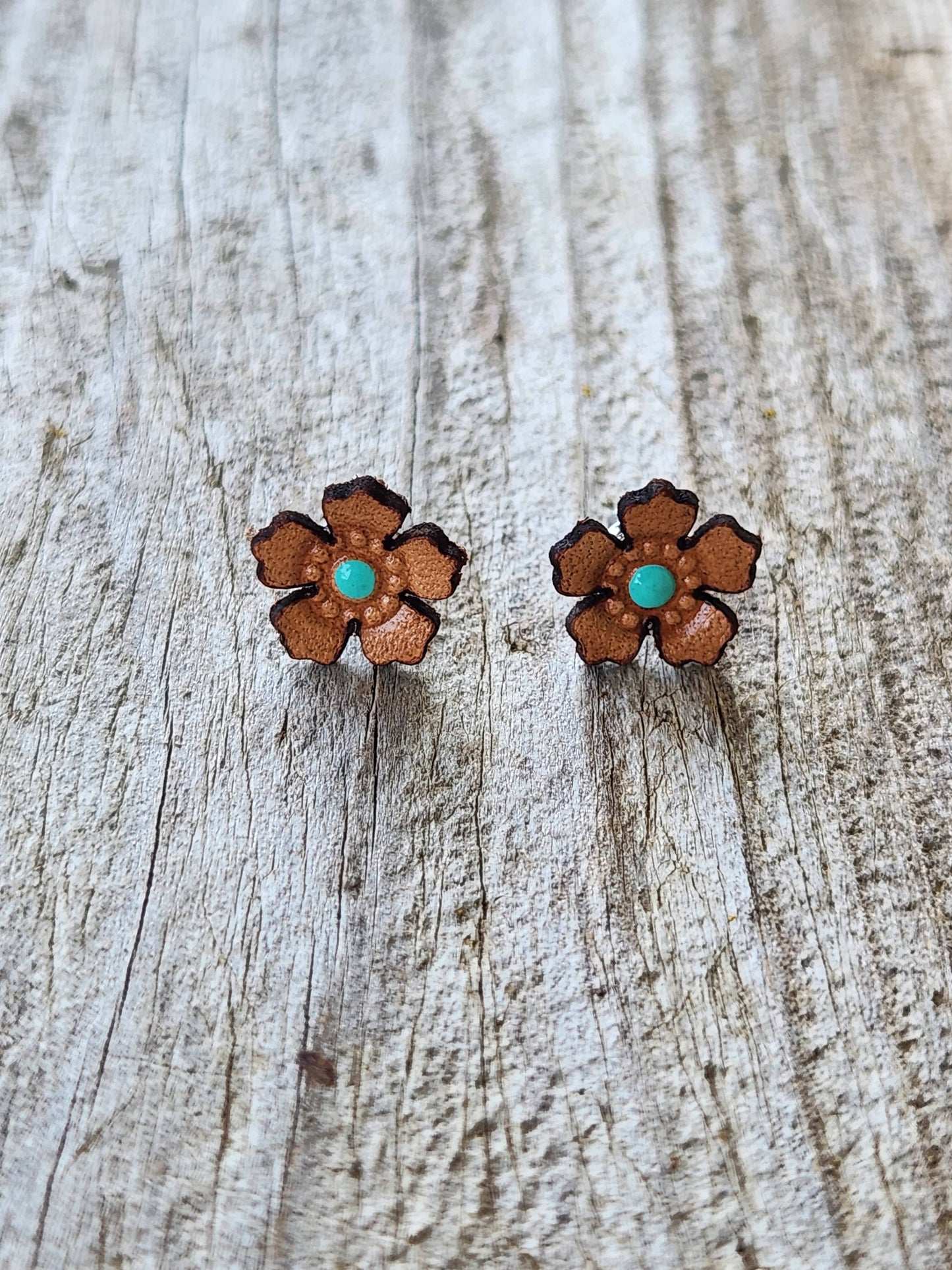 Cocklebur Clothing Co. - Western Rose Genuine Leather Earrings