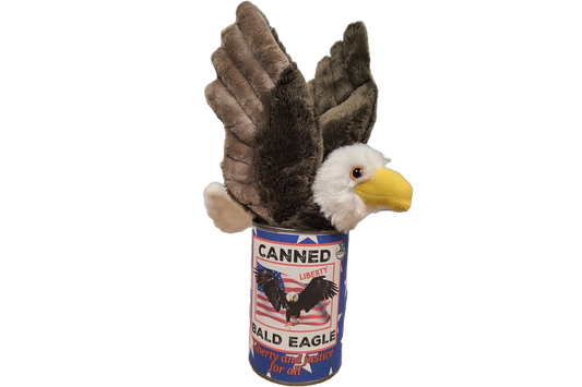 Canned Gifts - Canned Bald Eagle Plush Patriotic American Flag USA: Pop Top Lid