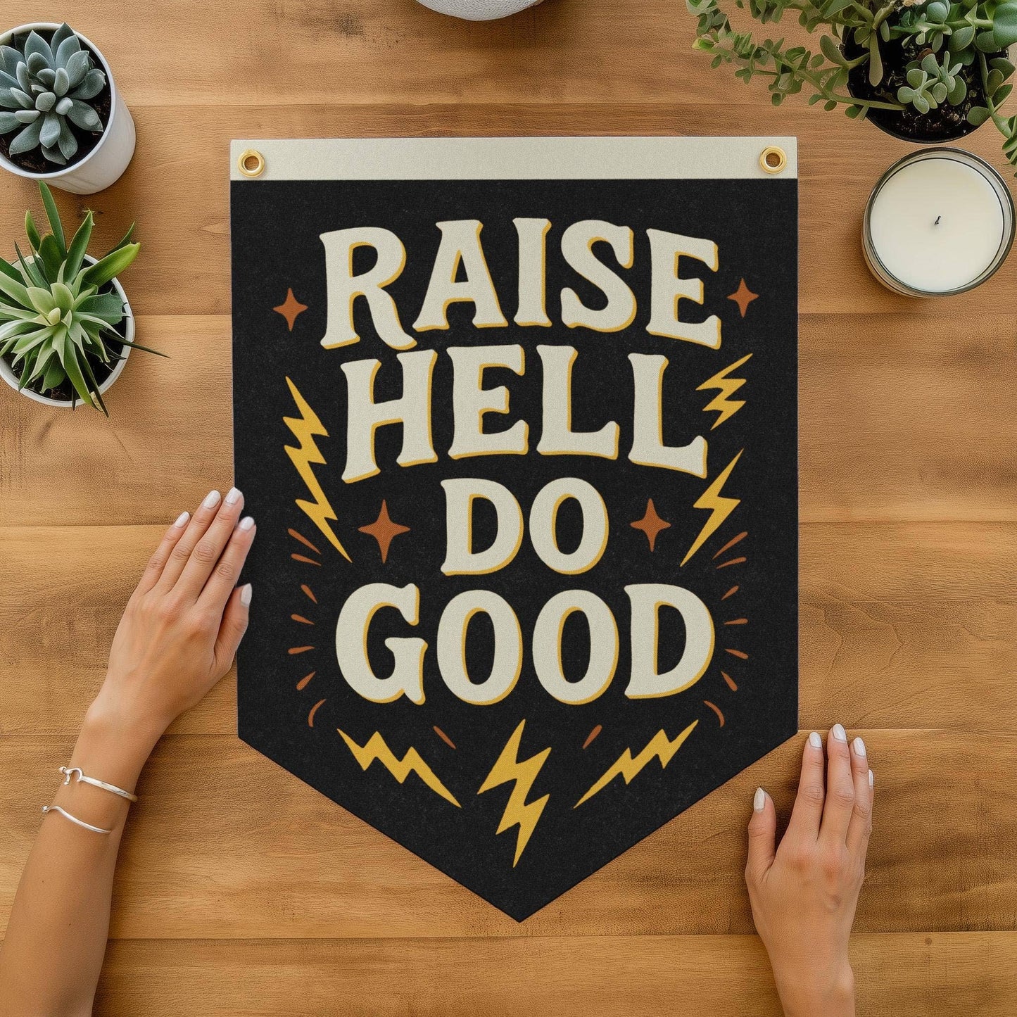 Benoit's Design Co. - Raise Hell Do Good Felt Camp Flag