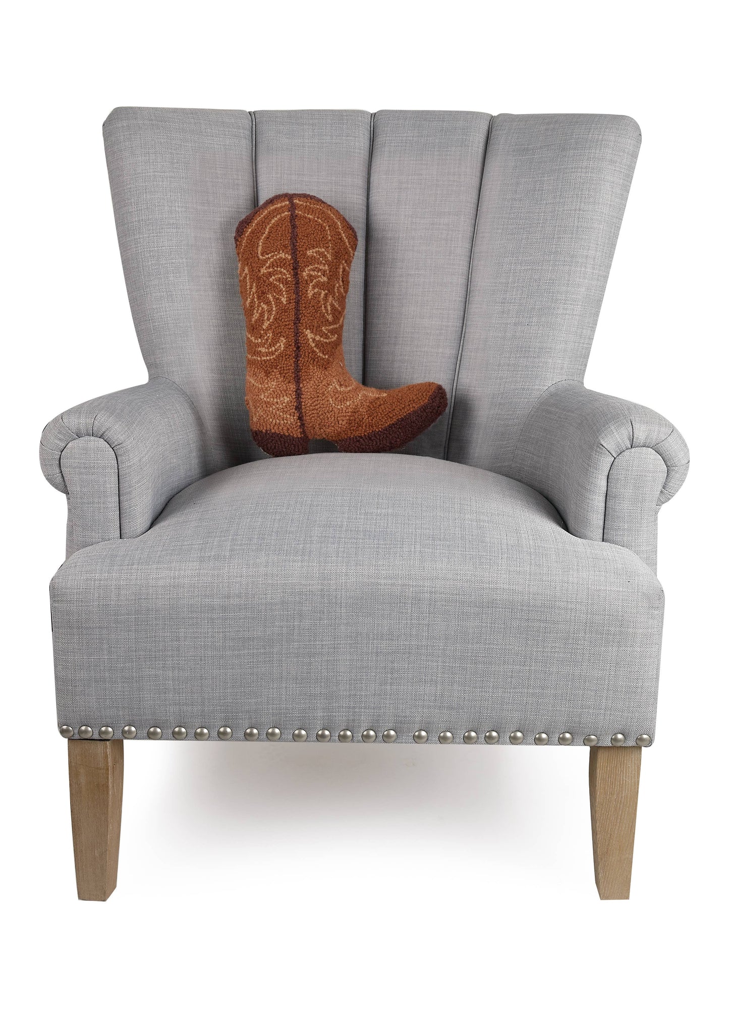 Peking Handicraft - Brown Cowboy Boot Hook Pillow