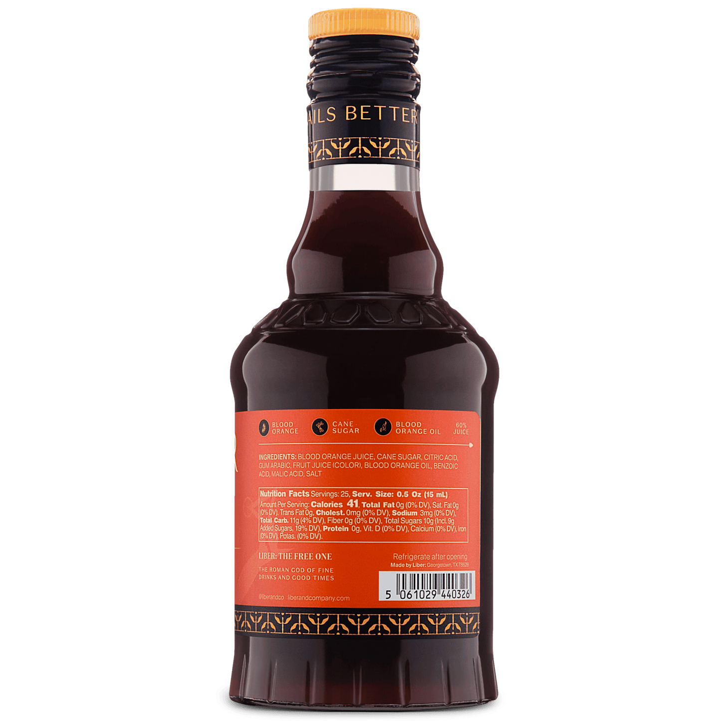 Liber & Co. - Blood Orange Cordial: 375 mL