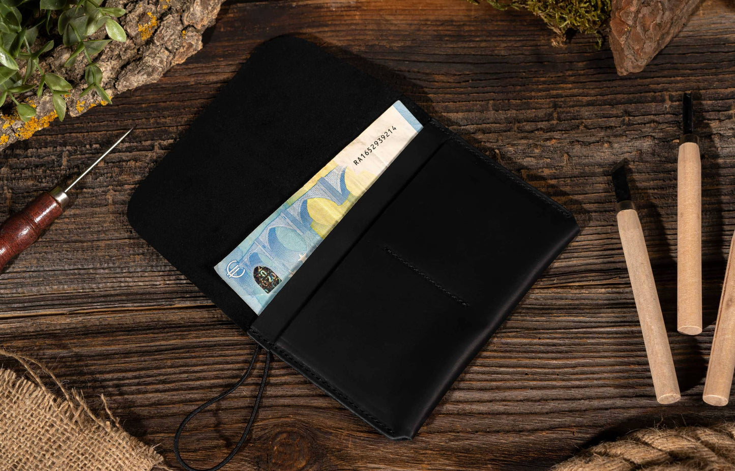 American Leather Goods - Passport Cover, Genuine Leather Passport Holder With Strap: Brown
