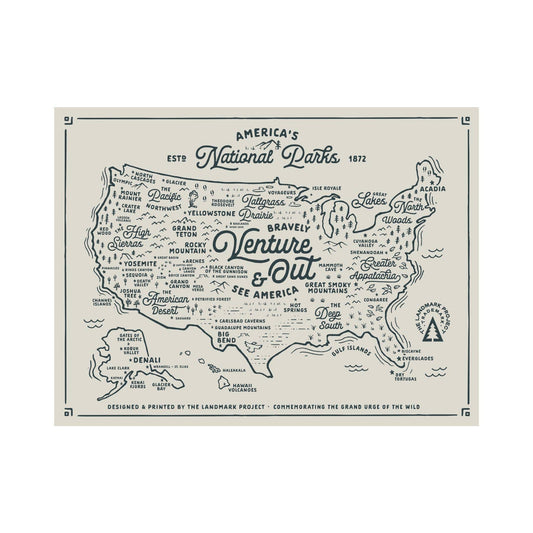 The Landmark Project - National Parks Map - 12x16 Poster