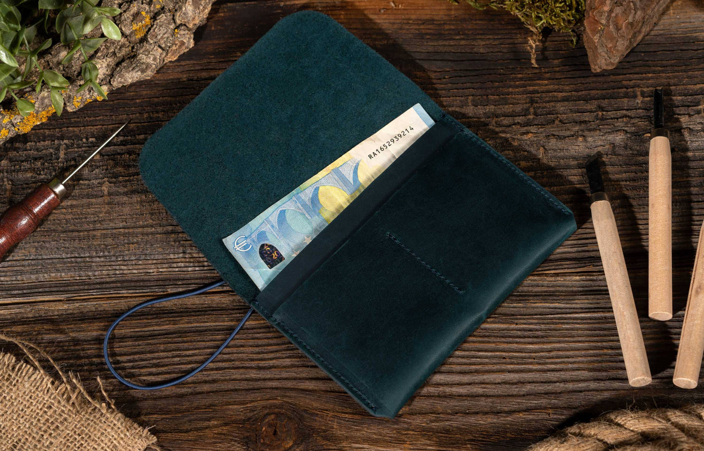 American Leather Goods - Passport Cover, Genuine Leather Passport Holder With Strap: Brown