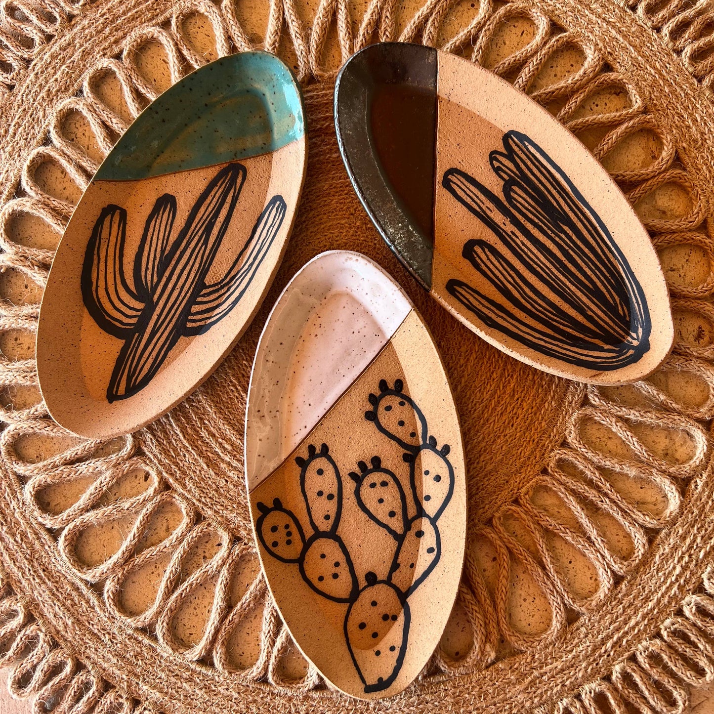 Tough Kitty Designs - Cacti Oval Trinket Dishes: Organ Pipe/Metallic