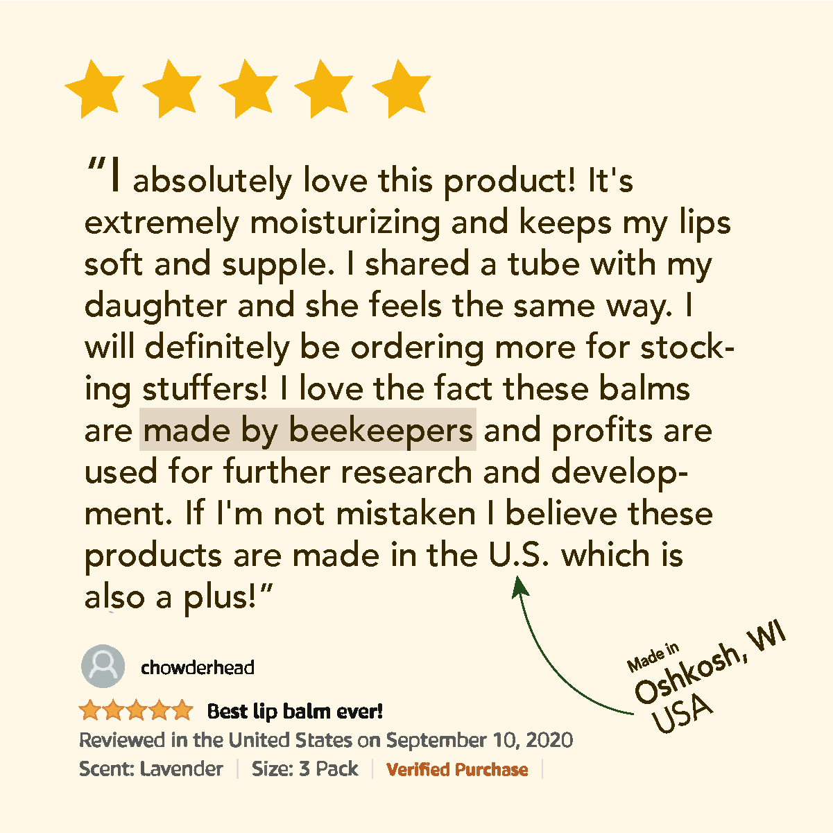 Bee Bella - Lavender Vanilla Lip Balm