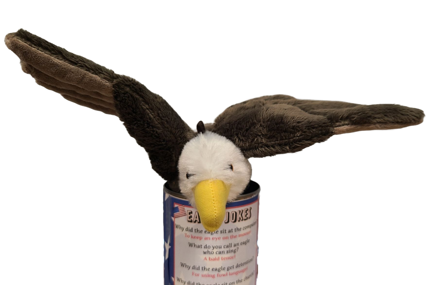Canned Gifts - Canned Bald Eagle Plush Patriotic American Flag USA: Pop Top Lid