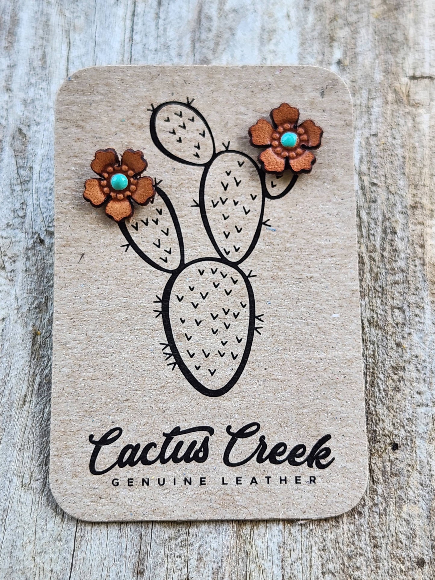 Cocklebur Clothing Co. - Western Rose Genuine Leather Earrings