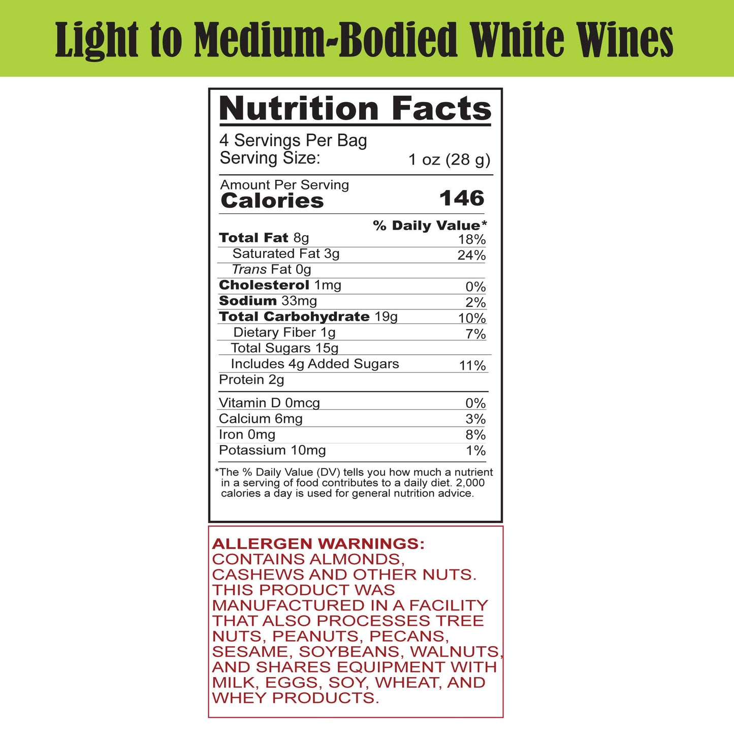 Tipsy Mix - Wine-Paired Trail Mix: Light to Medium-Bodied White Wines