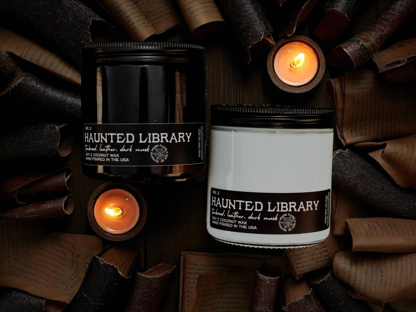 Seventh House Candle - HAUNTED LIBRARY - Teakwood, Leather, Dark Musk