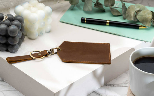 American Leather Goods - Luggage tags , Genuine Leather luggage tags: Brown