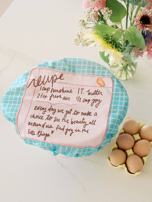Doe A Deer - Recipe for a Happy Heart 10.5" Bowl Cover | Baking Gift
