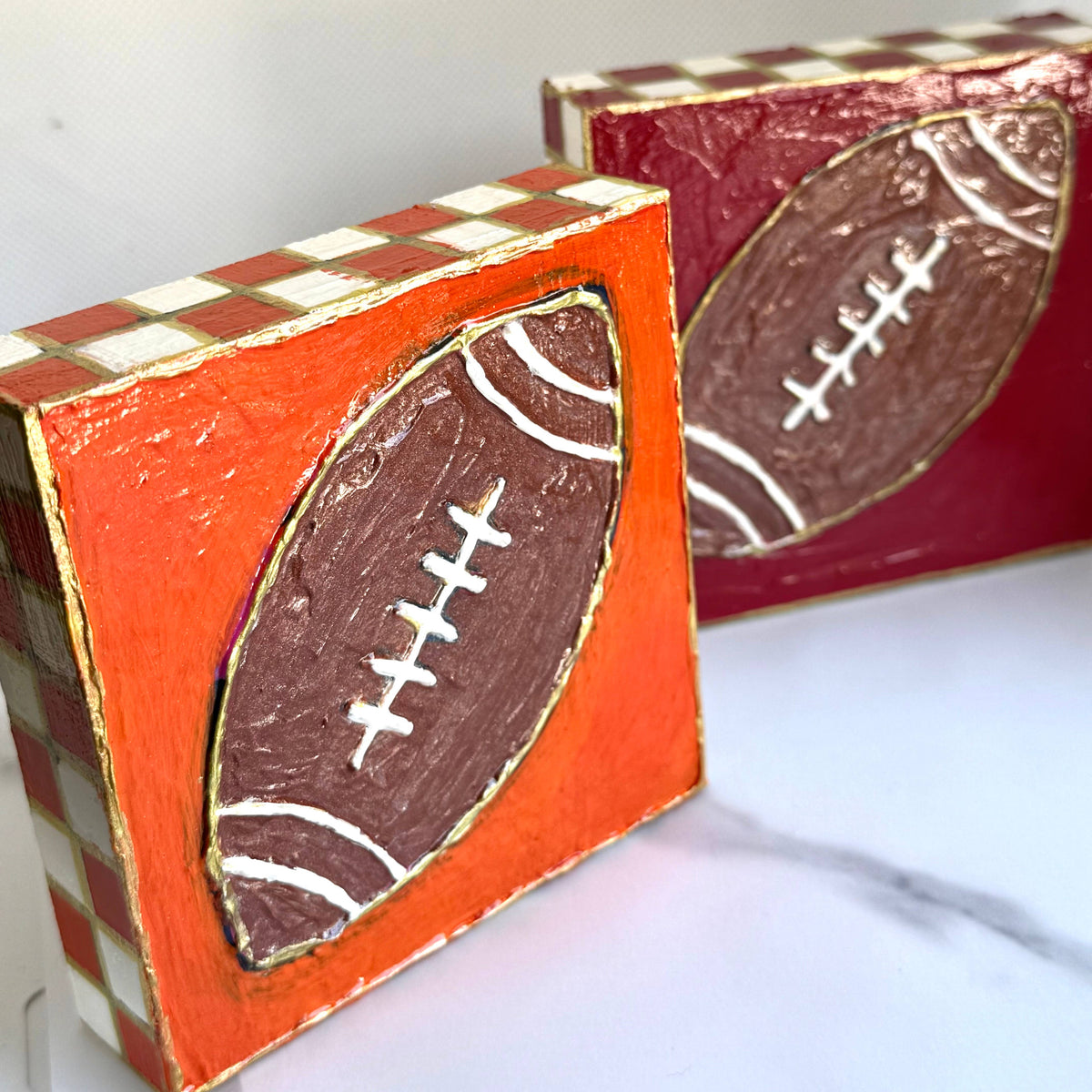 JCArtistStudioWholesale - Custom Football Game Day Color Handpainted Wood Block Art
