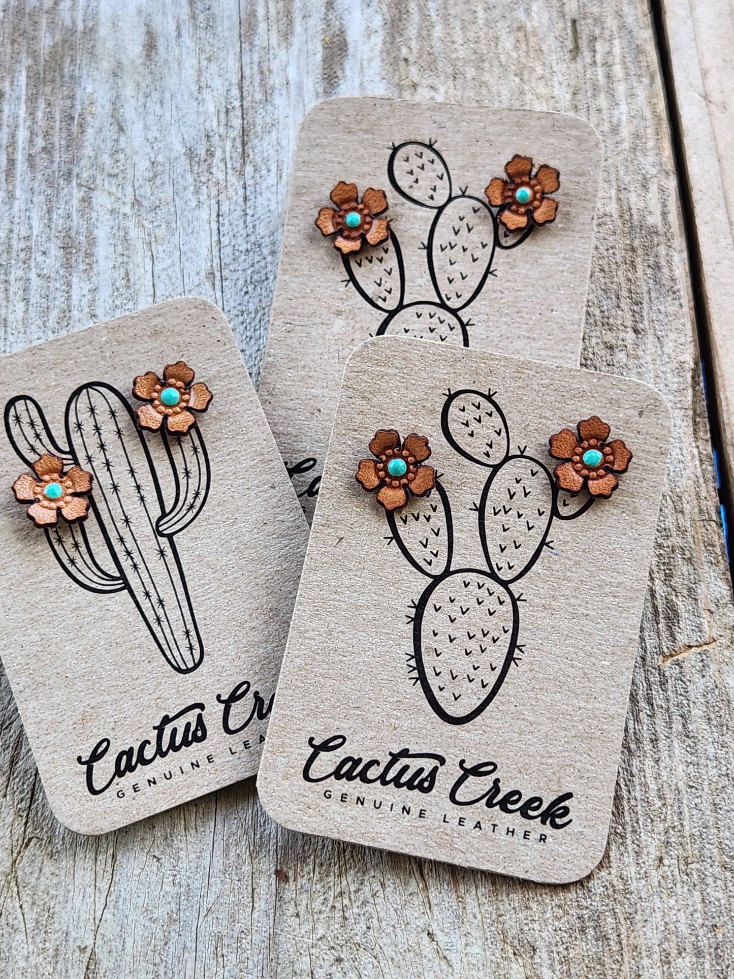 Cocklebur Clothing Co. - Western Rose Genuine Leather Earrings