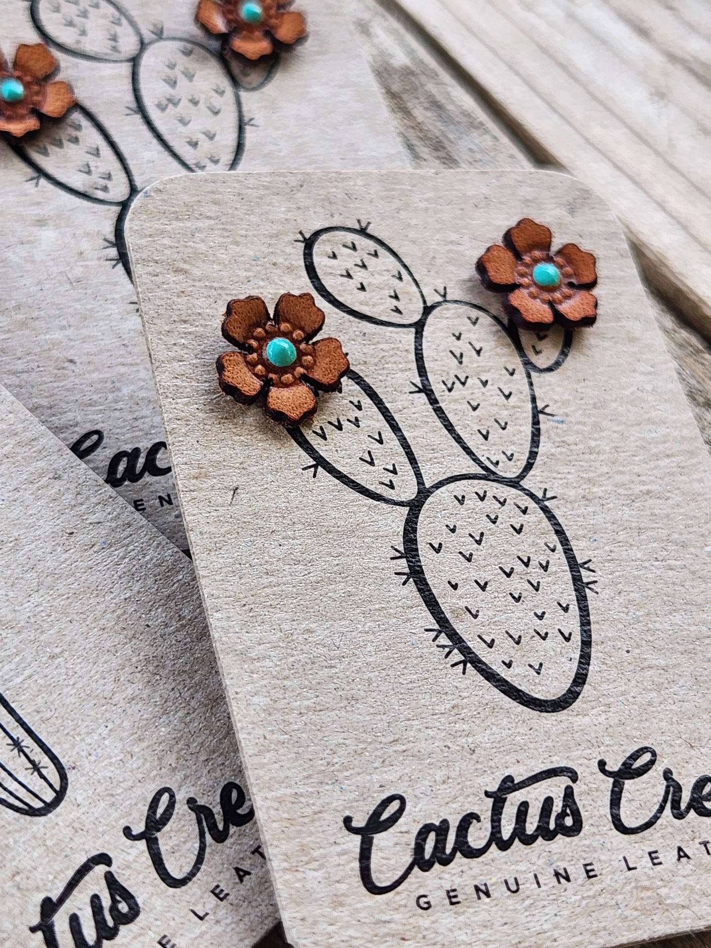 Cocklebur Clothing Co. - Western Rose Genuine Leather Earrings
