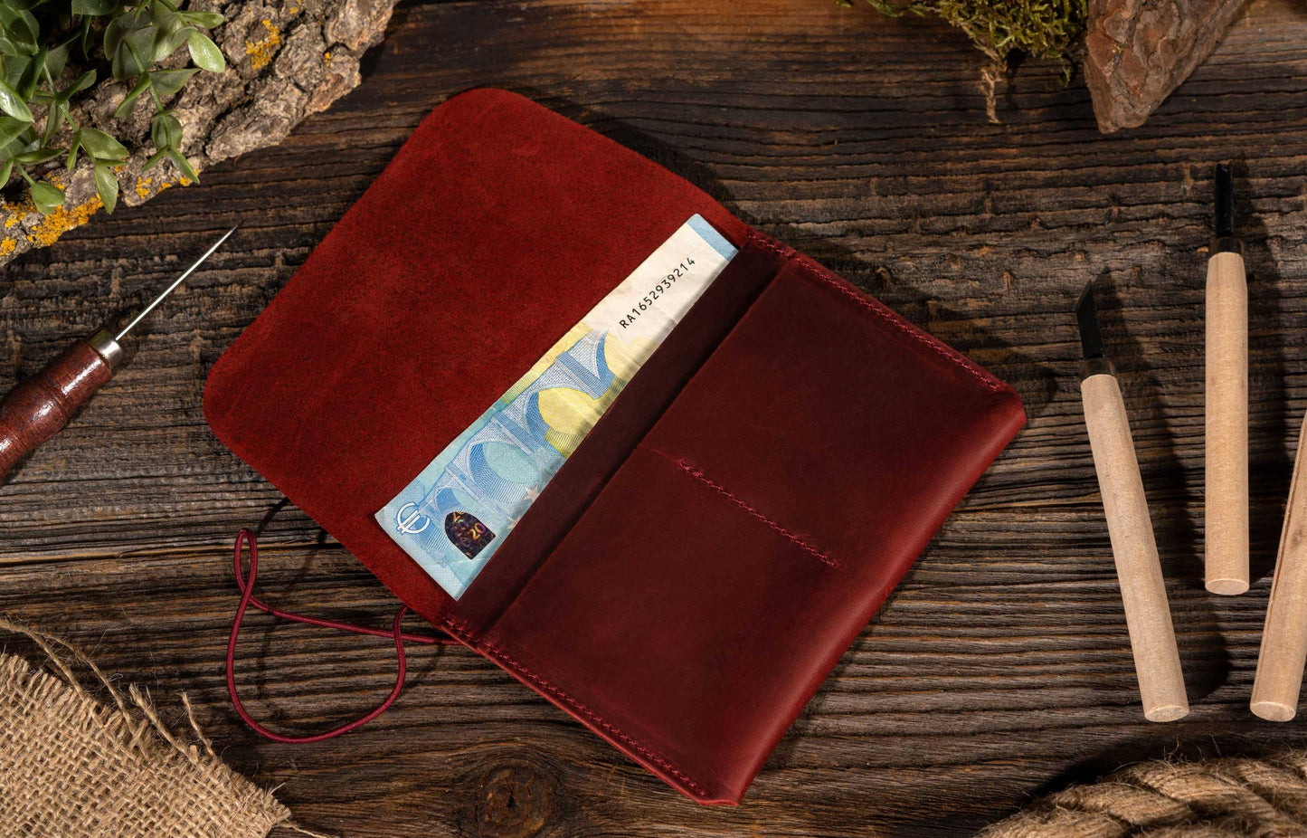 American Leather Goods - Passport Cover, Genuine Leather Passport Holder With Strap: Dark Brown