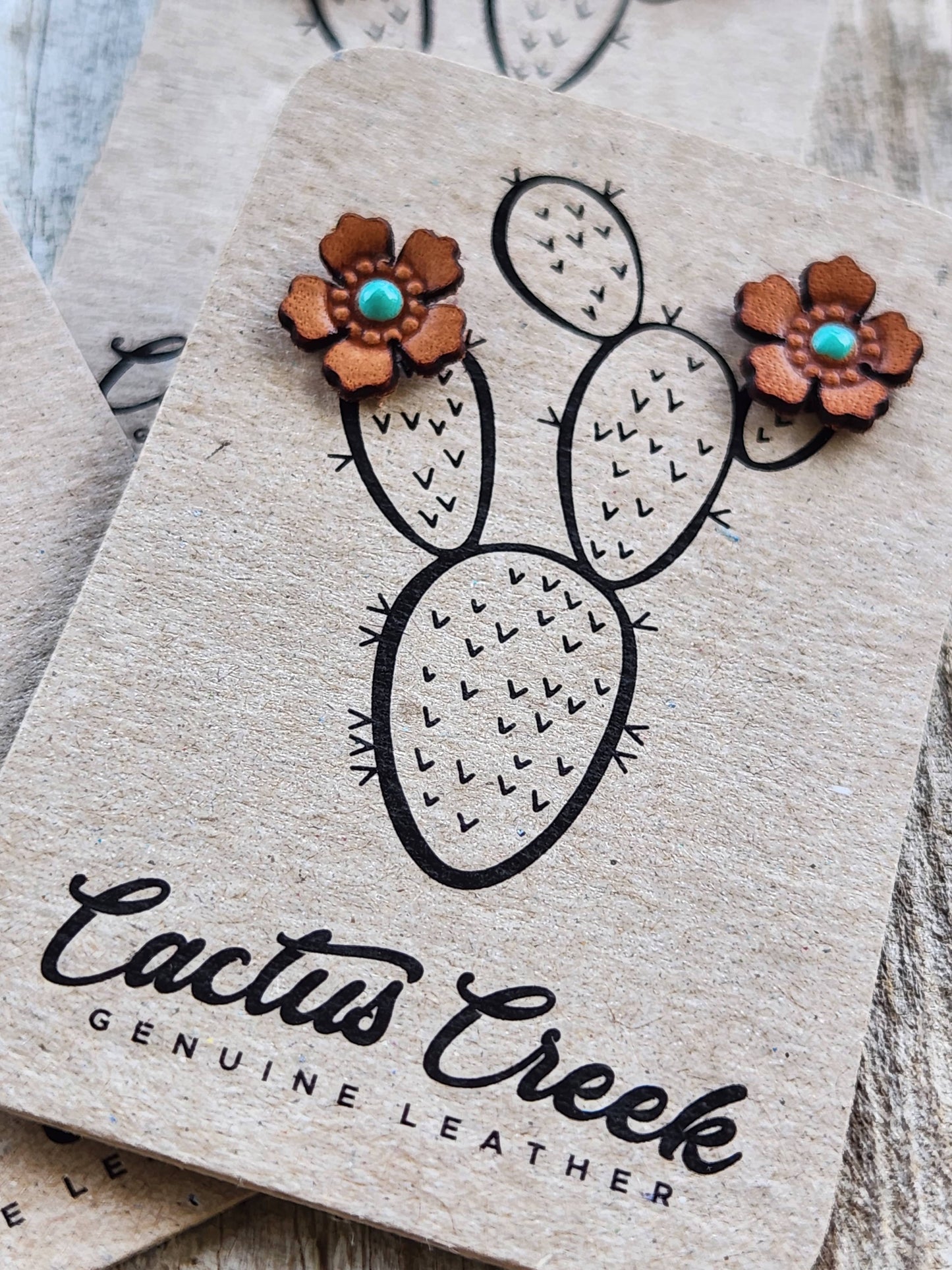 Cocklebur Clothing Co. - Western Rose Genuine Leather Earrings