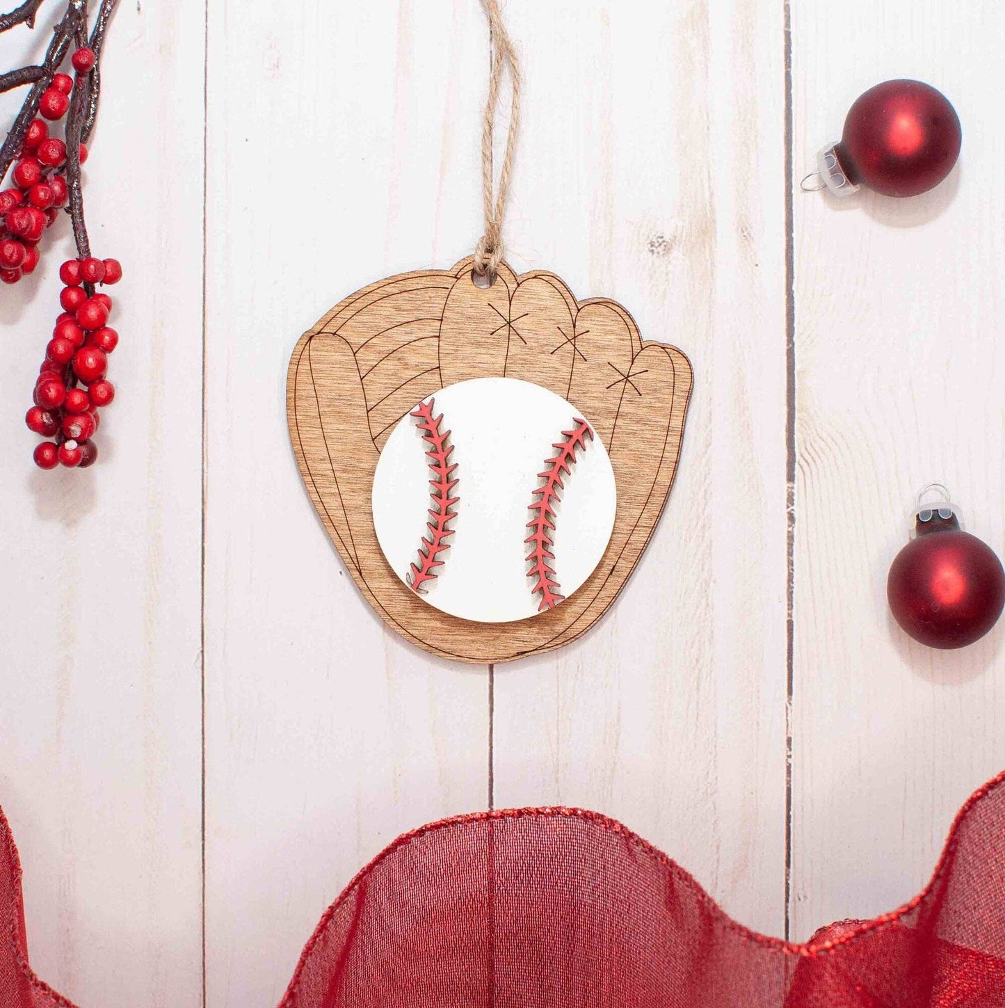 The Little Ornament Shop - Baseball Christmas Ornament, Ball and baseball mitten ornament