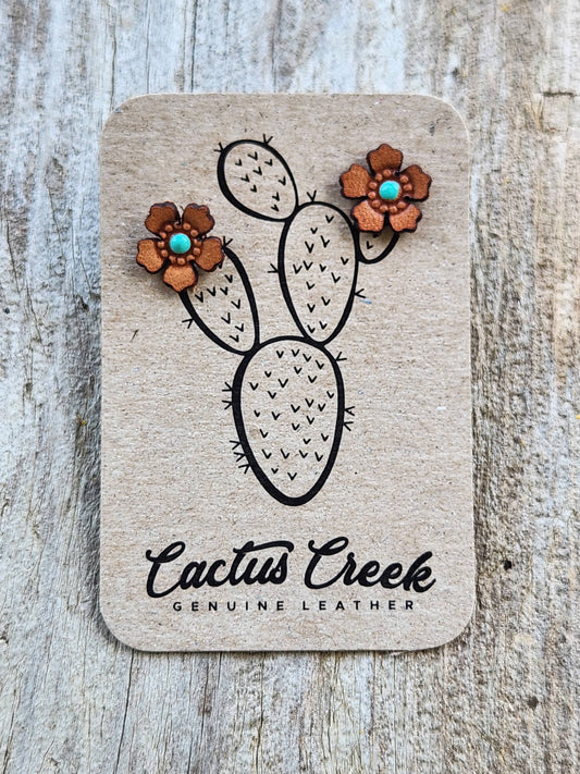 Cocklebur Clothing Co. - Western Rose Genuine Leather Earrings