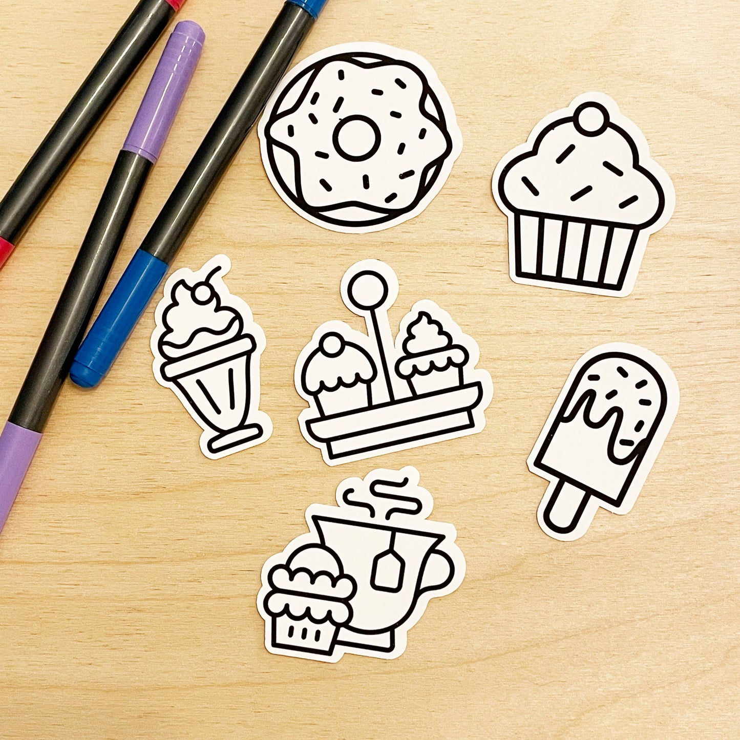 A Brighter Year - Sweets Eats - Color Your Own Stickers