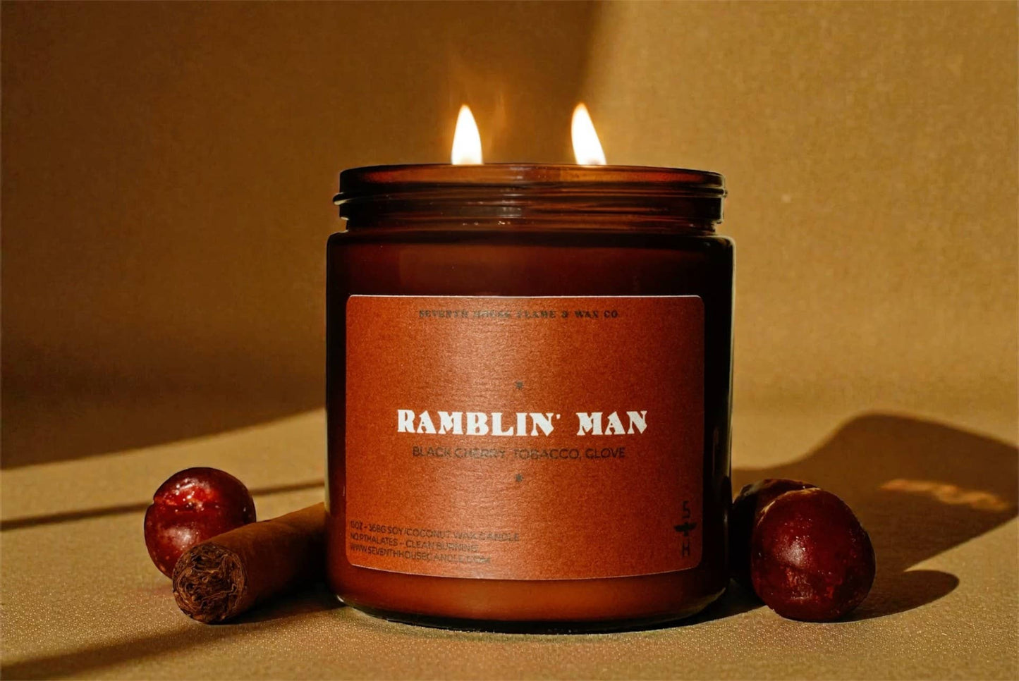 Seventh House Candle - RAMBLIN' MAN - Black Cherry, Tobacco & Clove Candle