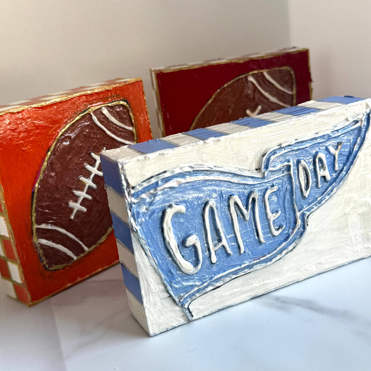 JCArtistStudioWholesale - Custom Football Game Day Color Handpainted Wood Block Art⁠