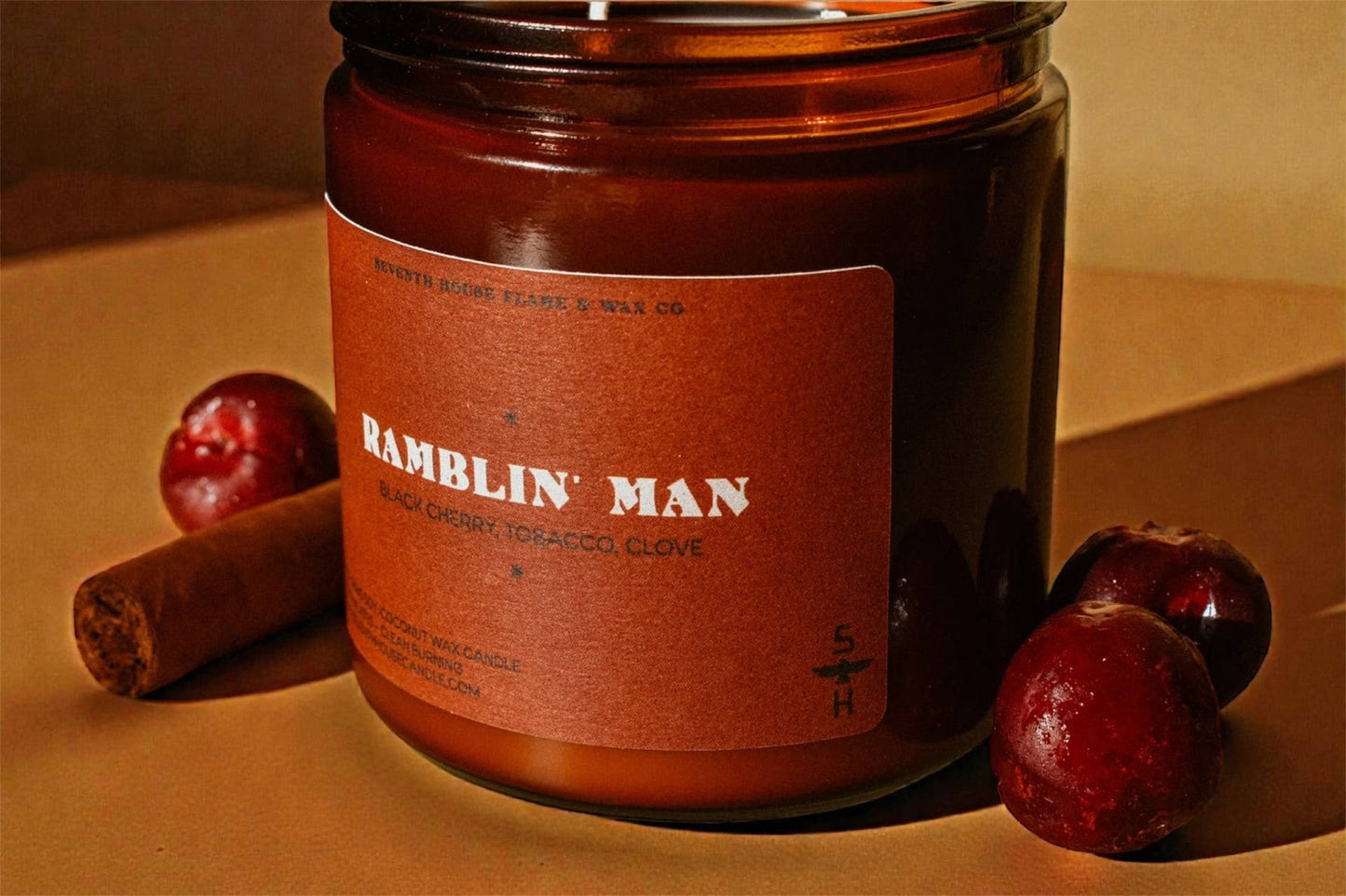 Seventh House Candle - RAMBLIN' MAN - Black Cherry, Tobacco & Clove Candle