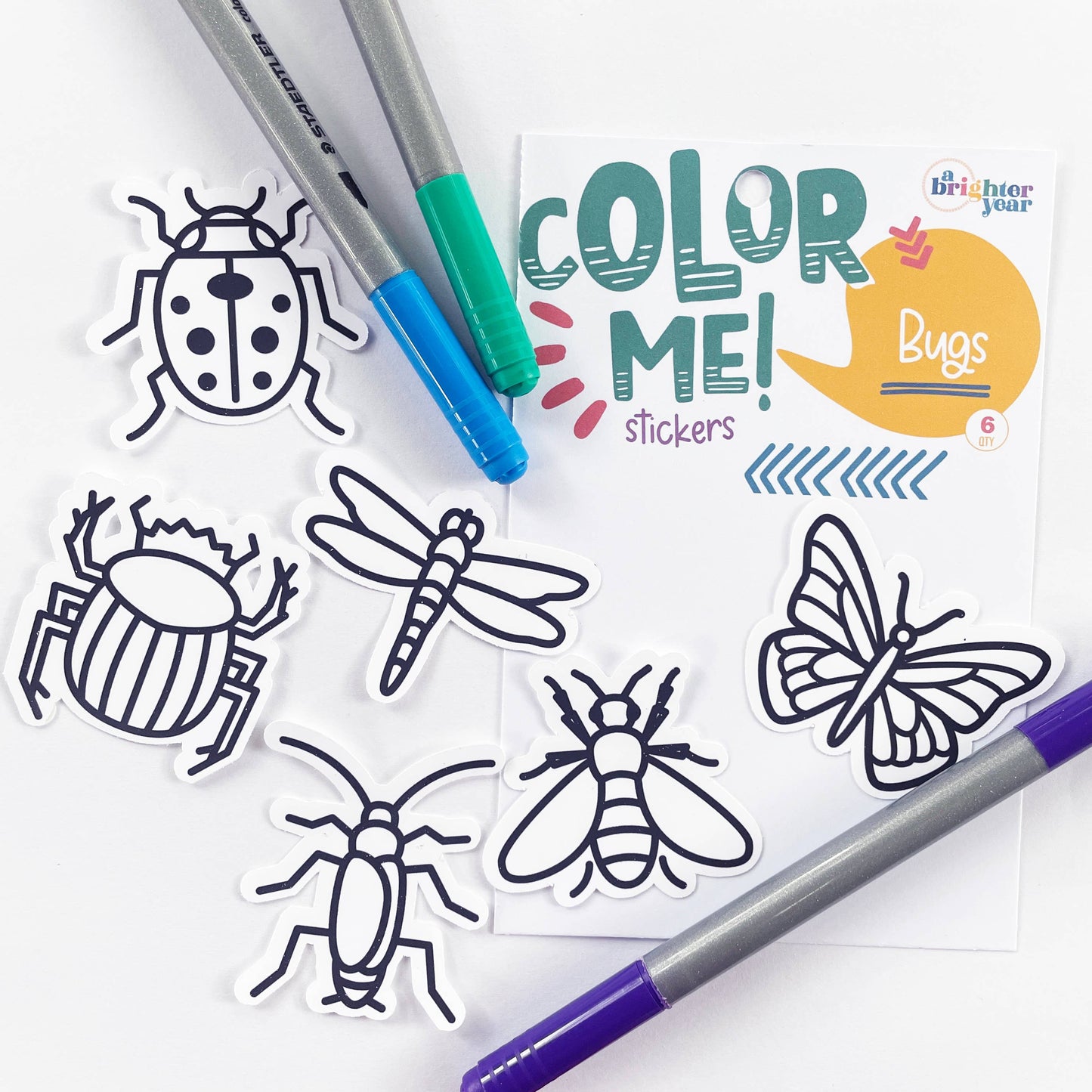 A Brighter Year - Color Your Own Bug Stickers