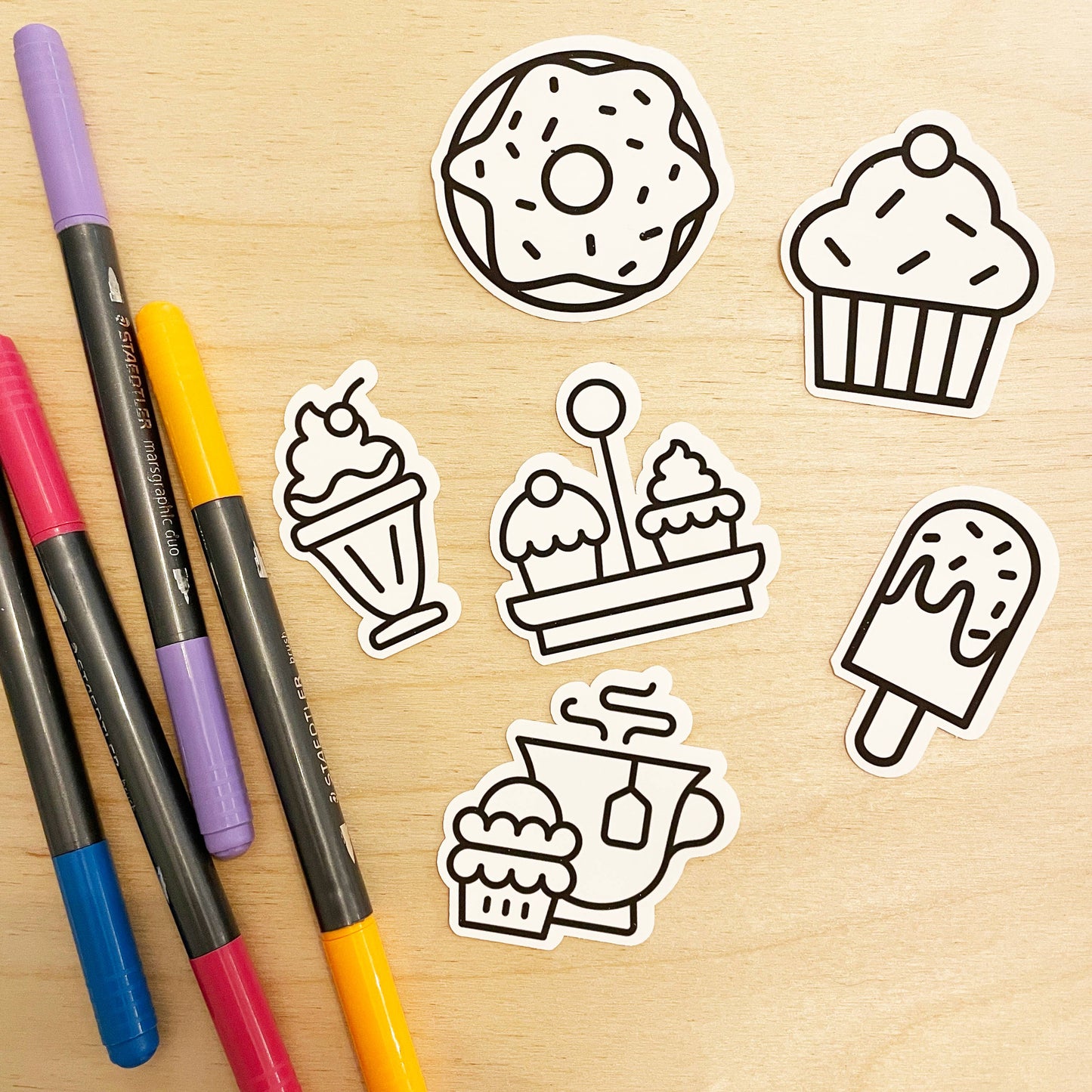 A Brighter Year - Sweets Eats - Color Your Own Stickers