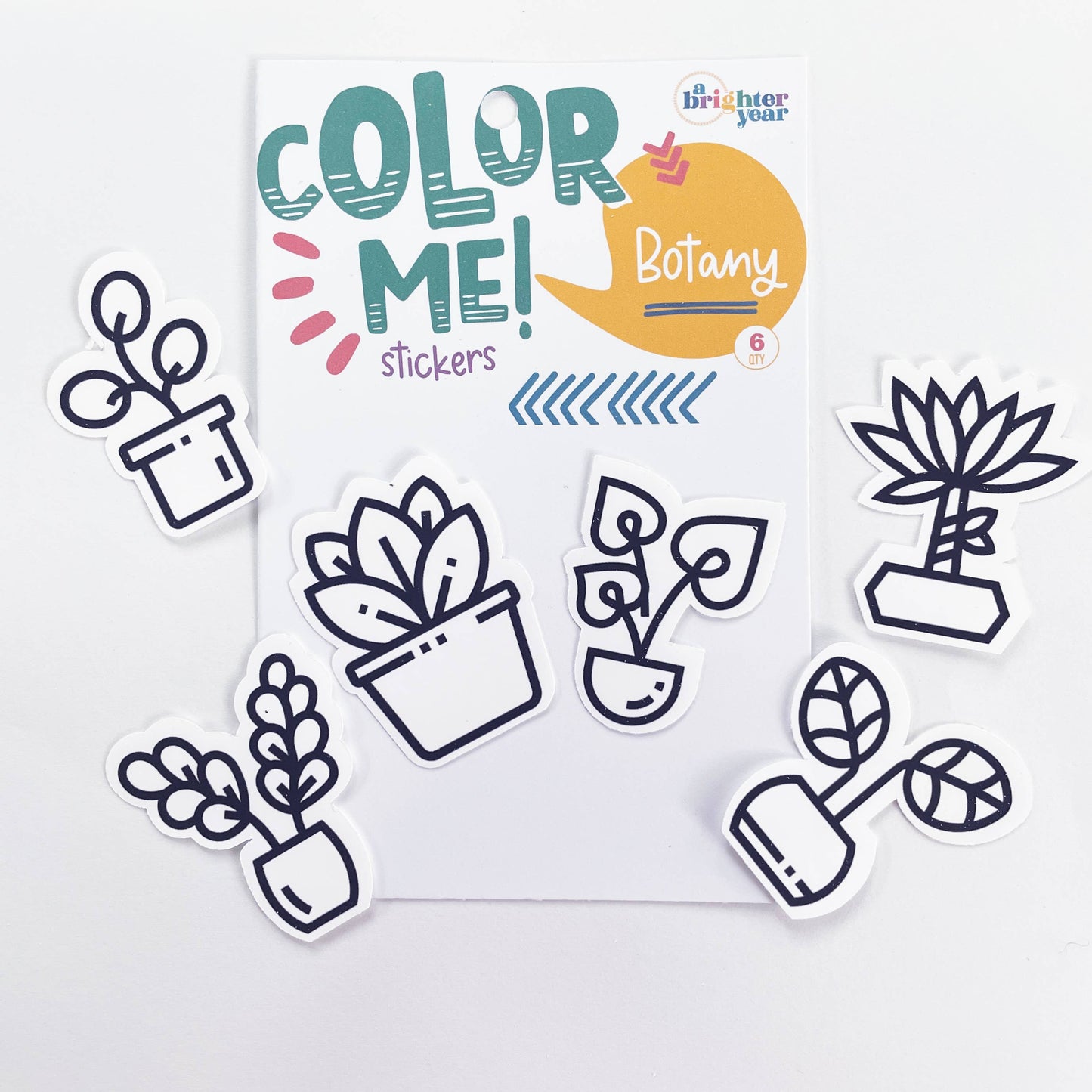 A Brighter Year - Color Your Own Botany Stickers, Plant Stickers