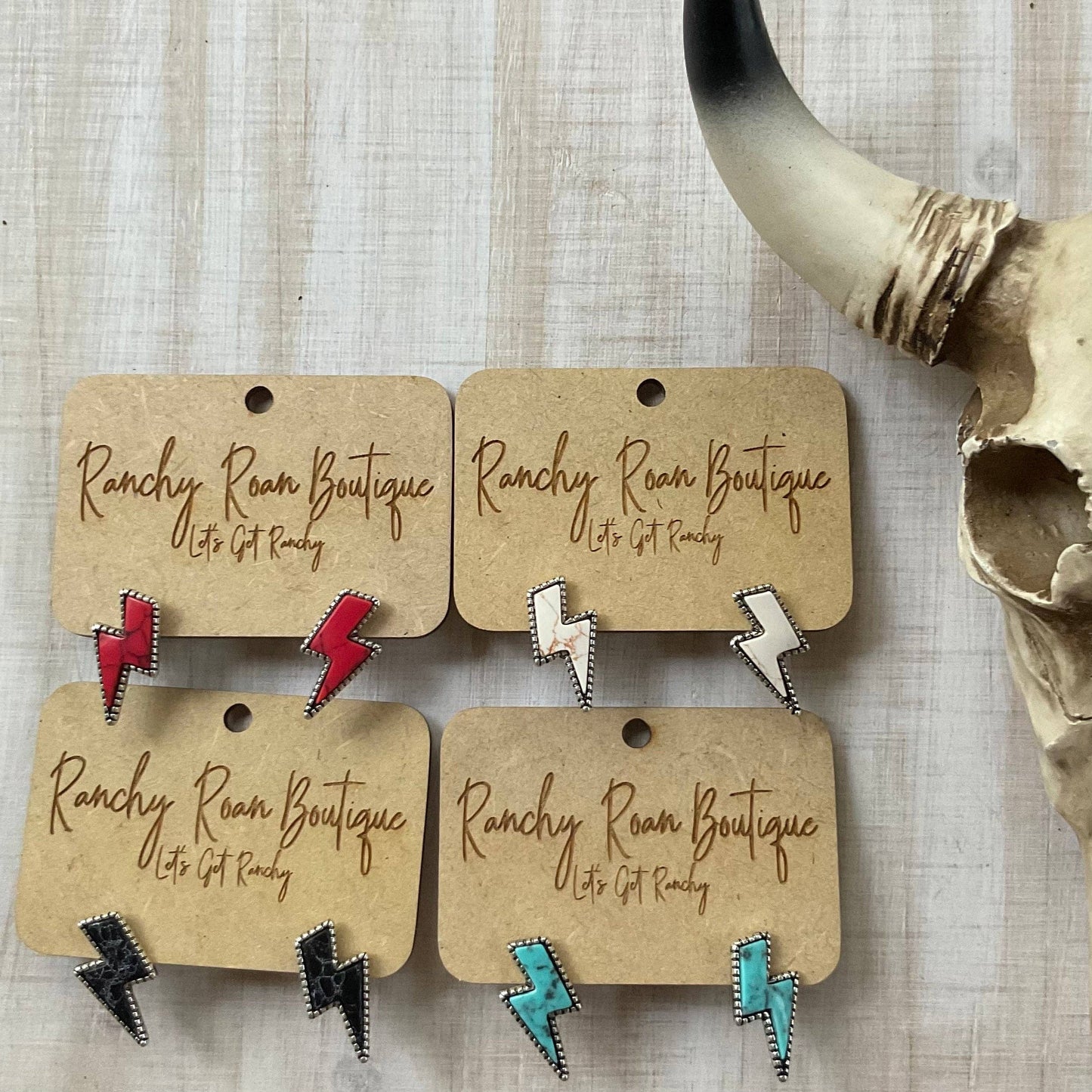 Ranchy Roan Boutique - Thunder Bolt Stud Red Earrings