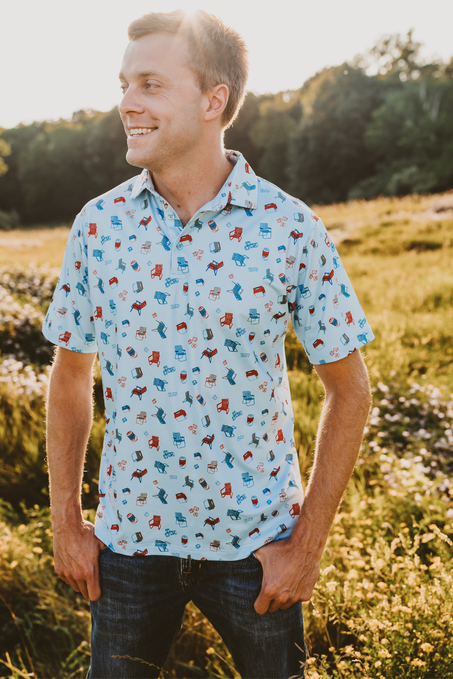 Kelso & Company - Cooler Than You in Light Blue Men's Polo: L