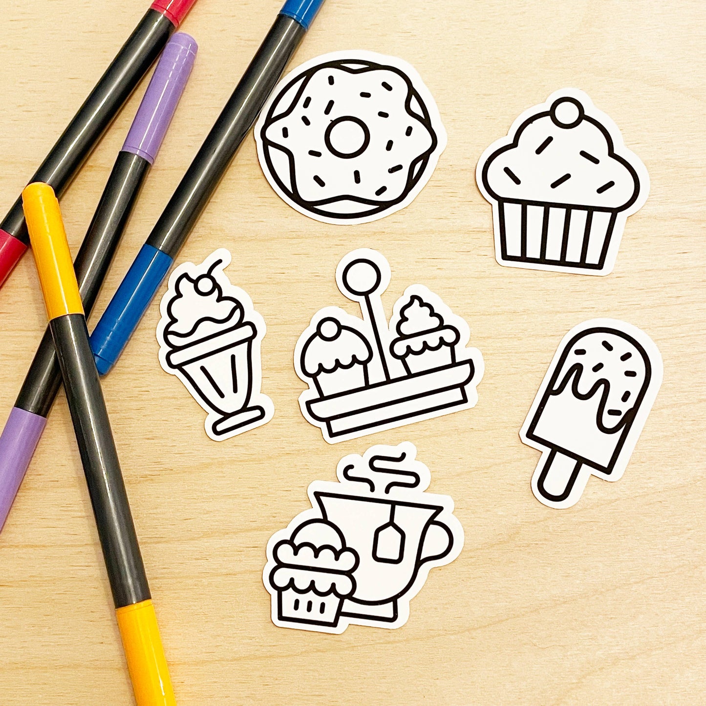 A Brighter Year - Sweets Eats - Color Your Own Stickers