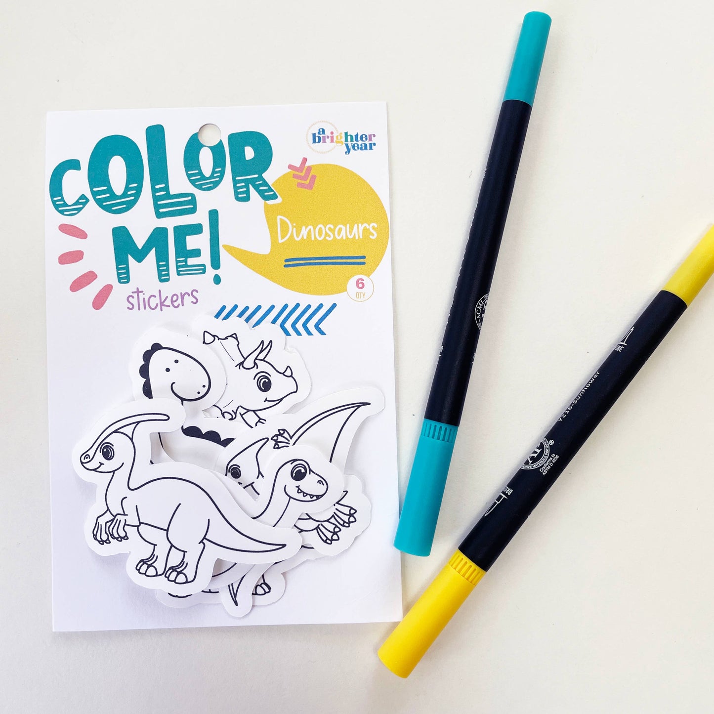 A Brighter Year - Color Your Own Dino Stickers