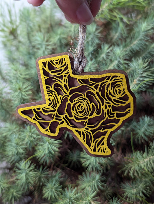 The Little Ornament Shop - Texas Yellow Rose Christmas Ornament