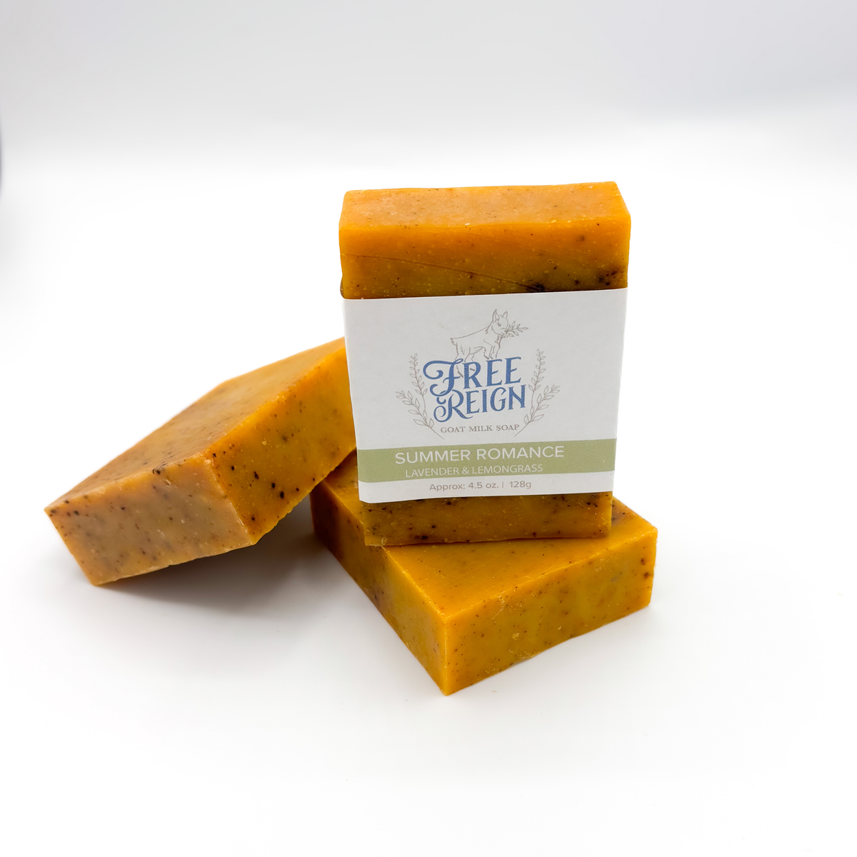 Free Reign Farm - All Natural Essential Oil Goat Milk Soaps (14 scents): Lavender & Lemongrass (Summer Romance)