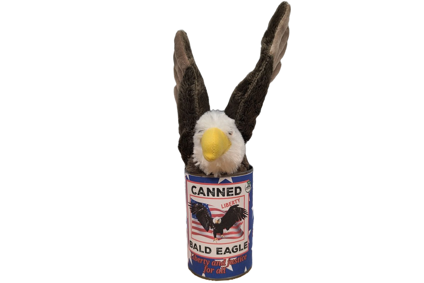 Canned Gifts - Canned Bald Eagle Plush Patriotic American Flag USA: Pop Top Lid