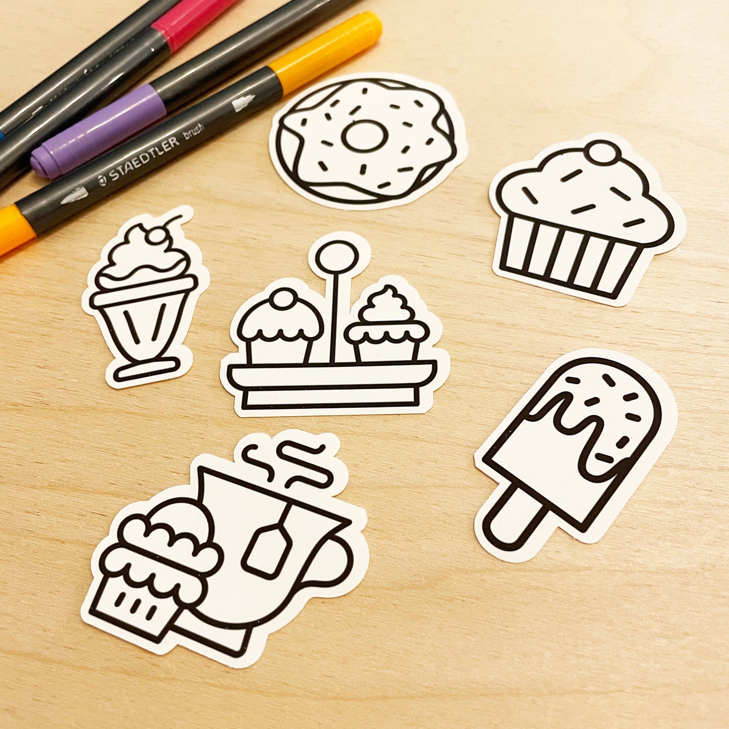 A Brighter Year - Sweets Eats - Color Your Own Stickers