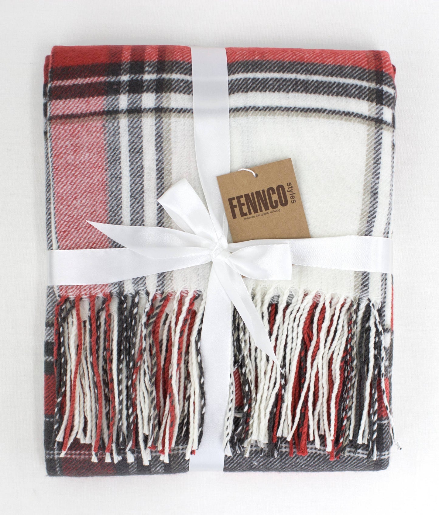 Fennco Styles - Classic Plaid Pattern Tassel Trim Throw Blanket