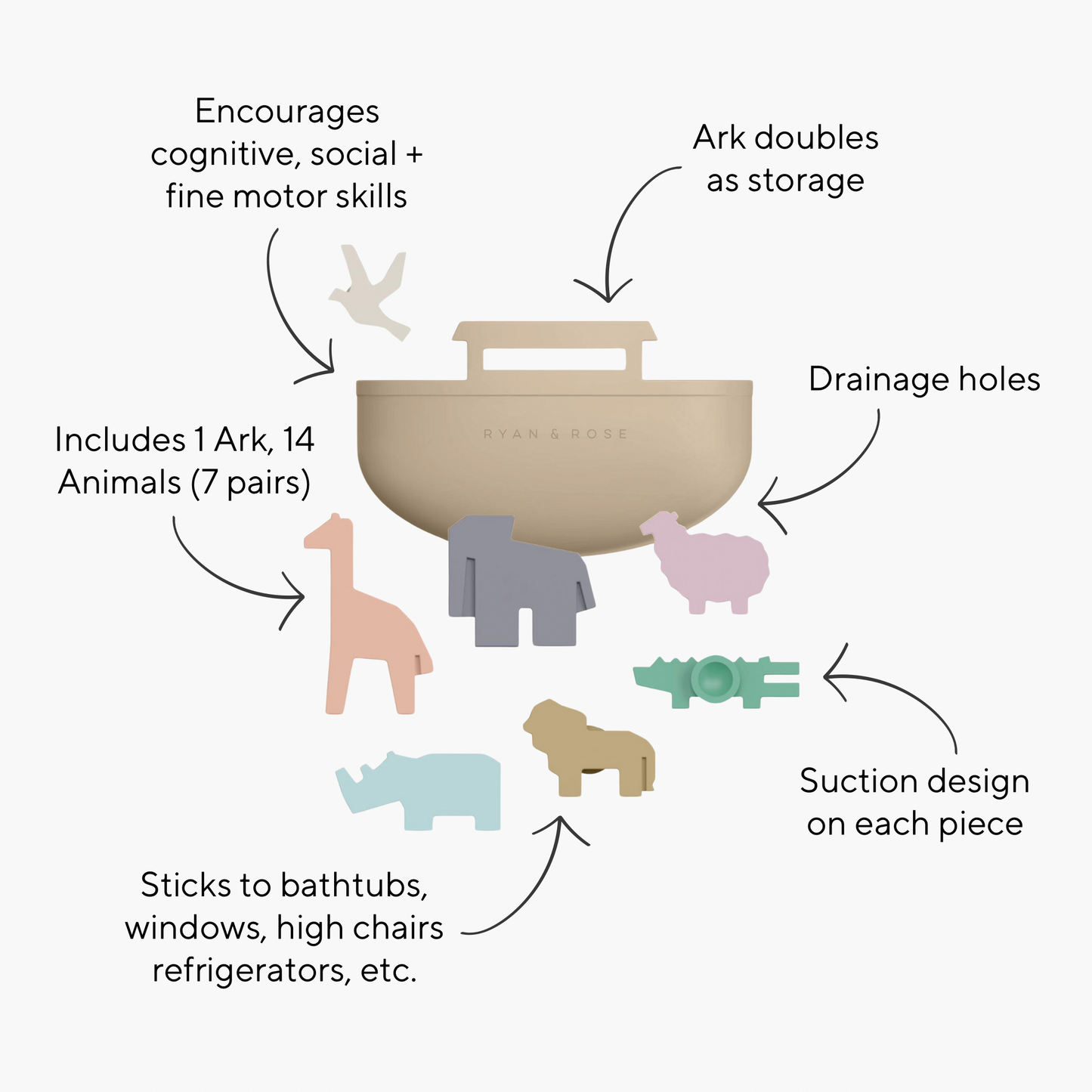 Ryan & Rose - Noah’s Ark Suction Toy: Noah’s Ark