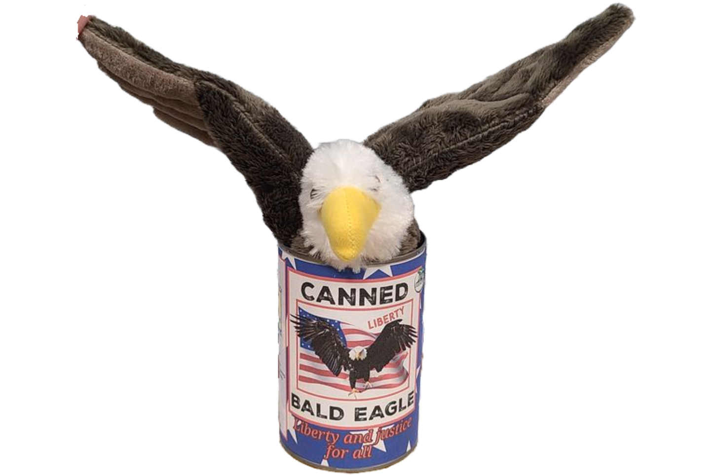 Canned Gifts - Canned Bald Eagle Plush Patriotic American Flag USA: Pop Top Lid