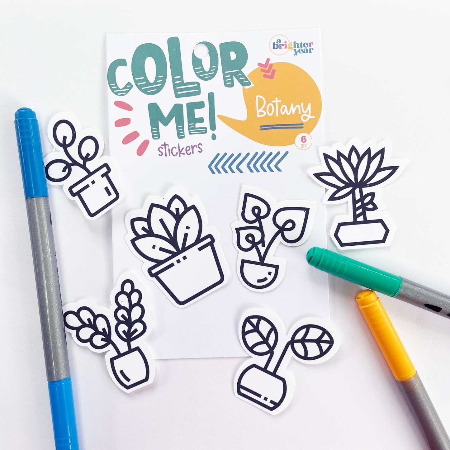 A Brighter Year - Color Your Own Botany Stickers, Plant Stickers