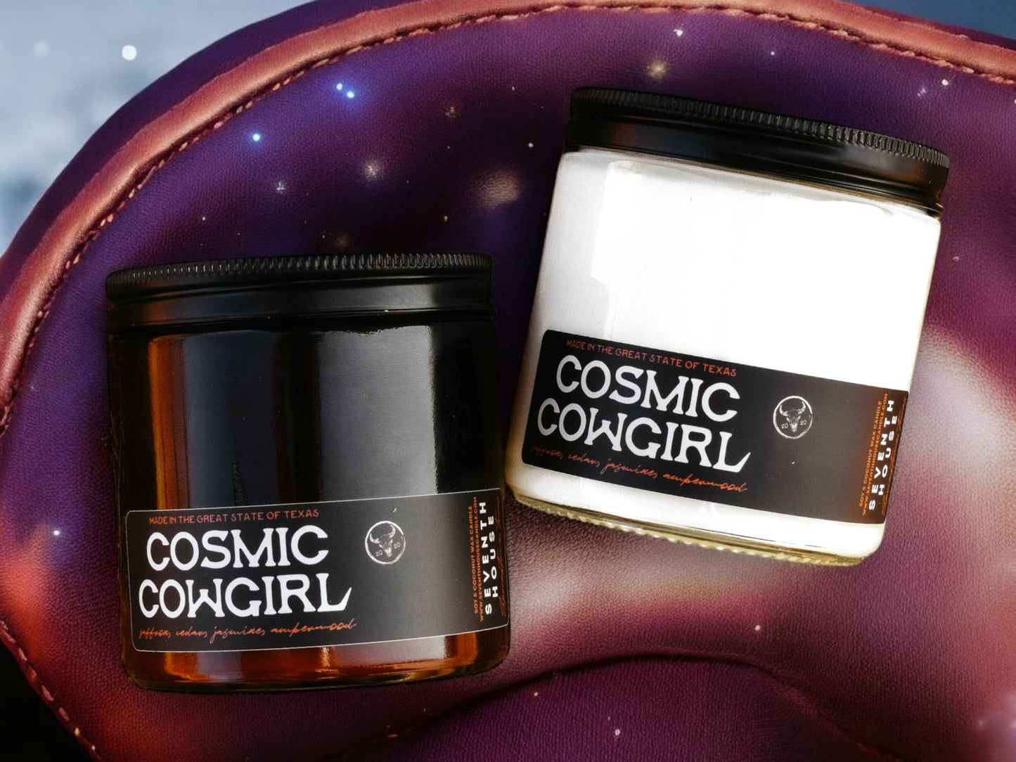 Seventh House Candle - COSMIC COWGIRL - Saffron, Cedar & Amberwood Candle